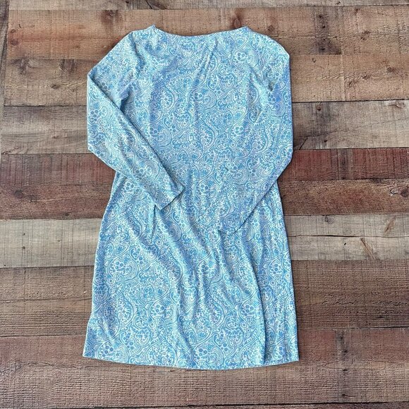 Boden blue and white paisley floral print long sleave midi dress 6 - Picture 4 of 6